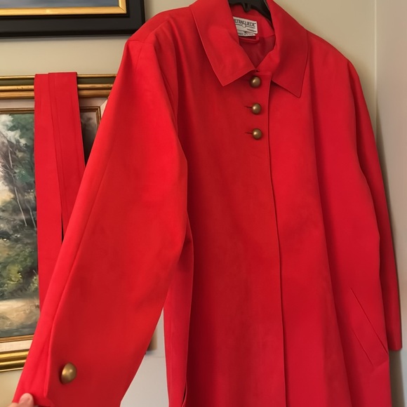 Red Long Suede Apres Ski Jacket Vintage XL 2X 16 Valentines Day Valentine - Picture 2 of 10